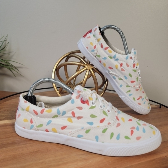 Bucketfeet Multi Color Rain Drop Print Canvas Sneakers Lace Up Size 6 - Picture 3 of 17